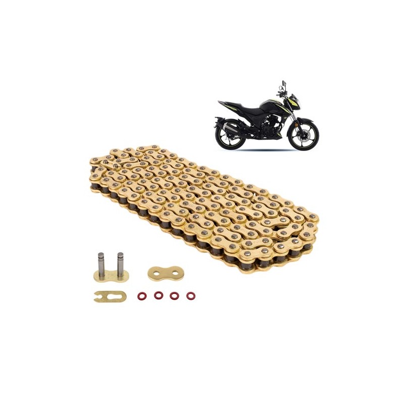 Cadena para motocicleta 428 HPO x 136L reforzada con O - ring profesional dorada Leiruki