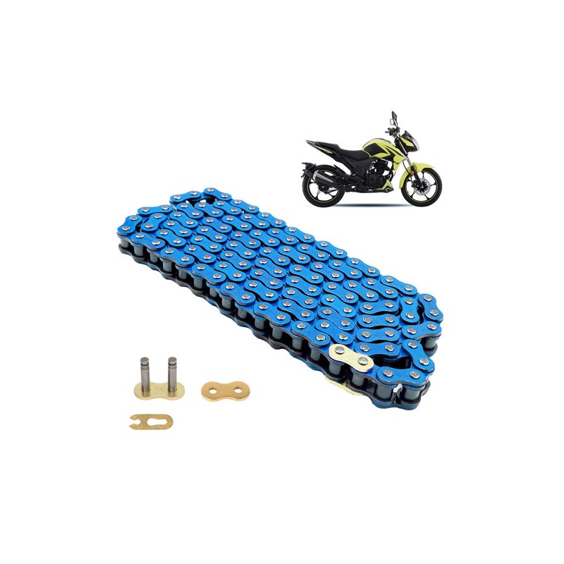 Cadena para motocicleta 428H x 126L reforzada azul Leiruki