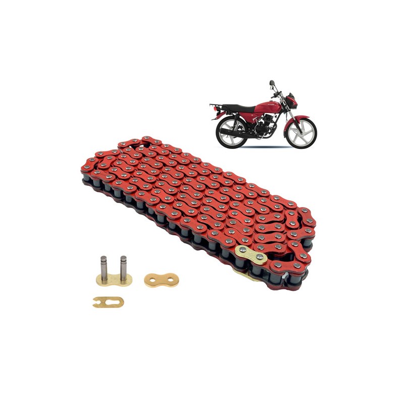 Cadena para motocicleta 428H x 126L reforzada roja Leiruki