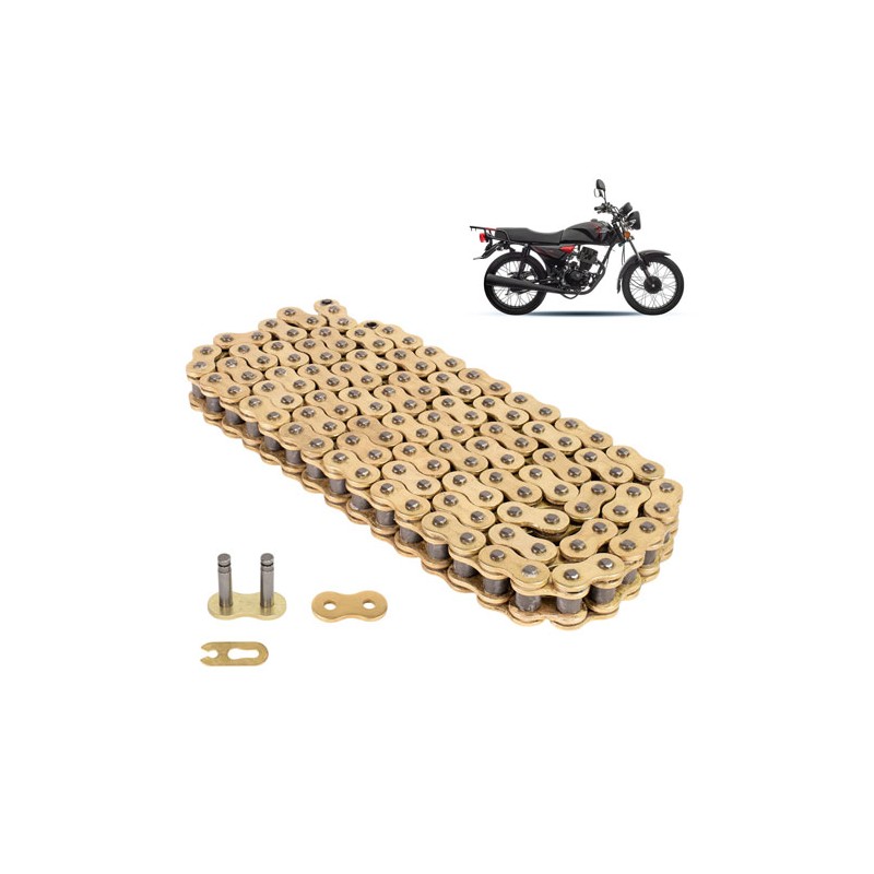 Cadena para motocicleta 428H x 136L reforzada dorada Leiruki