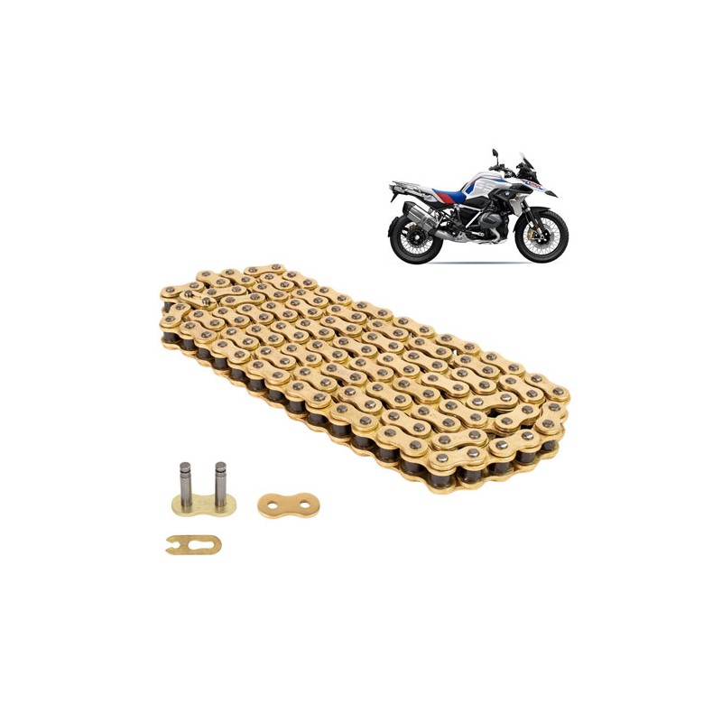 Cadena para motocicleta 520 H x 116L reforzada dorada Leiruki