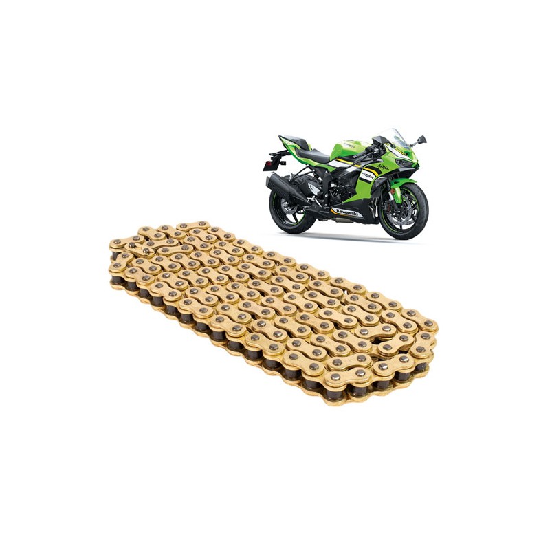 Cadena para motocicleta 525 H x 126 reforzada dorada Leiruki