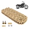Cadena para motocicleta 525 HO x 116 reforzada con O - ring dorada Leiruki