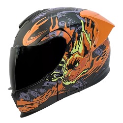Casco para motociclista talla M batible 2W Xolo negro naranja