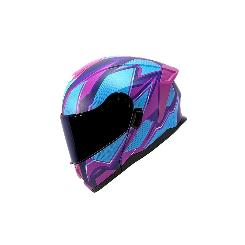 Casco para motociclista talla S abatible 2W Liberty azul rosa