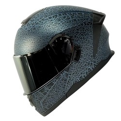 Casco para motociclista talla XL abatible 2W Cracked negro azul