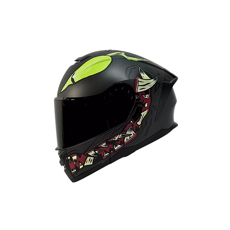 Casco para motociclista talla L abatible 2W Monster negro mate