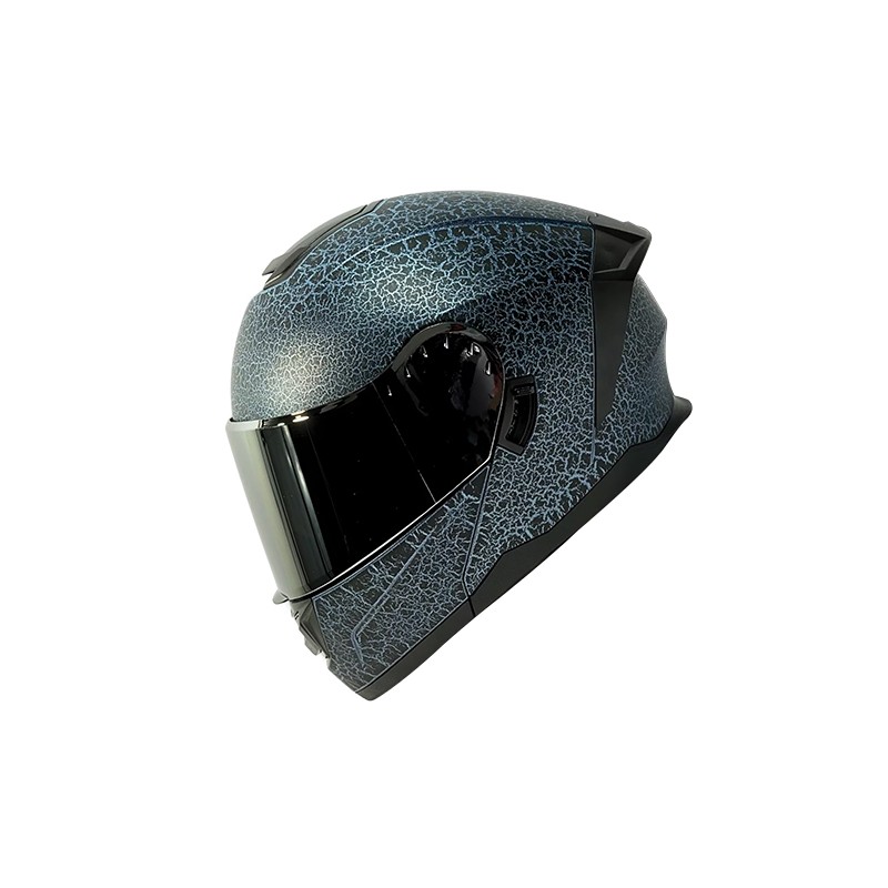 Casco para motociclista talla M abatible 2W Cracked negro azul